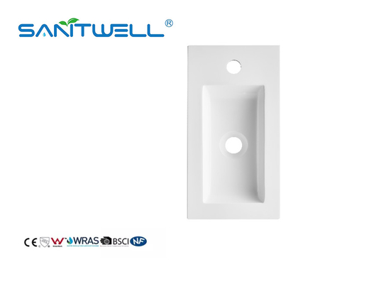 Small Size SWZ440 New Models Eco-Fridenly Stone Resin Basins  Solid Surface Glossy White Color Semi-Counter Sinks
