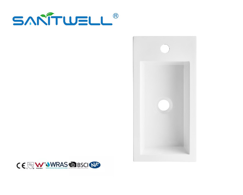 Small Size SWZ500 Popular Design Stone Resin Basins Glossy White Single Hole Durable Stone Washing Hand Basins