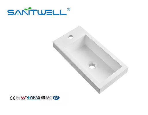 Small Size SWZ500 Popular Design Stone Resin Basins Glossy White Single Hole Durable Stone Washing Hand Basins