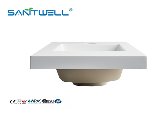New Design Standrad SWL555 Size Artificial Stone Basins Solid Surface Easy Clean Rectangle Shape Semi-Counter Sinks