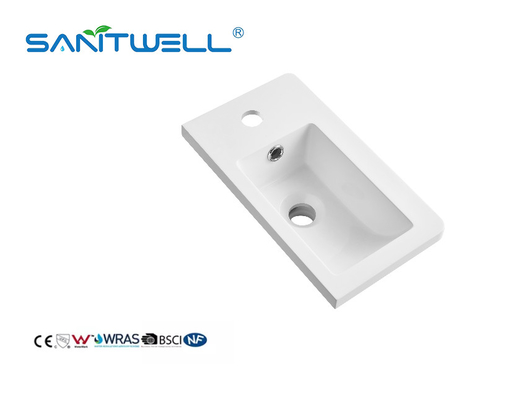 SWBG400MM Various Size Customized Stone Resin Basins Popular Market Glossy White Rectangle Shape Cabinet Basins