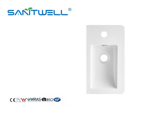 SWBG400MM Various Size Customized Stone Resin Basins Popular Market Glossy White Rectangle Shape Cabinet Basins