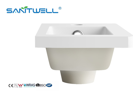 SWBG400MM Various Size Customized Stone Resin Basins Popular Market Glossy White Rectangle Shape Cabinet Basins