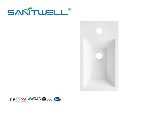 SWZ857 Sanitary Ware Product Stone Resin Basins Eco-Friendly Glossy White Countertop Sinks For Hotel