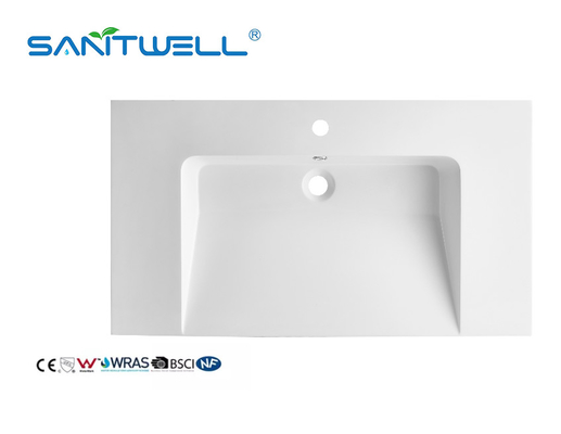 Special Design SWI912 Stone Resin Basins Thick Edge Glossy White Washing Hand Basins For Hotel Bathroom
