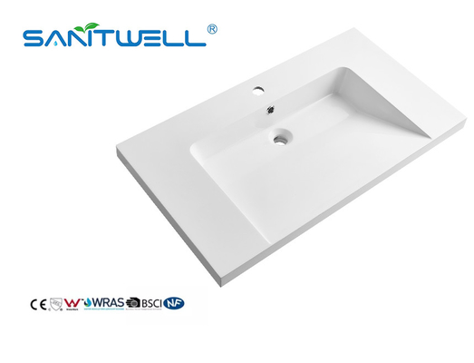 Special Design SWI912 Stone Resin Basins Thick Edge Glossy White Washing Hand Basins For Hotel Bathroom