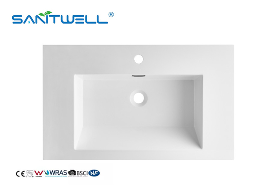 SWJ750 Bathroom Artificial Stone Basin Hotel Sanitary Ware Modern Design Styles Rectangle Shape Cabinet Basin