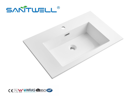 SWJ750 Bathroom Artificial Stone Basin Hotel Sanitary Ware Modern Design Styles Rectangle Shape Cabinet Basin