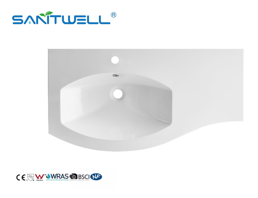 SWS910 Left Hand Artificial Stone Basins Special Design Matt White Semi-Counter Basins For Sanitary Ware