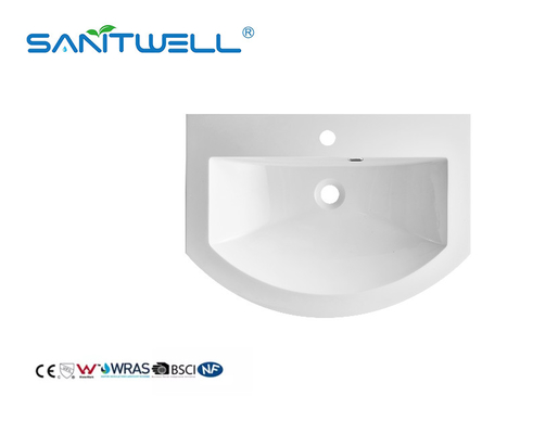 SWS650 Good Price Various Size Acceptable Stone Resin Basins Round-Half Shape Glosssy White Basins For Bathroom Sinks