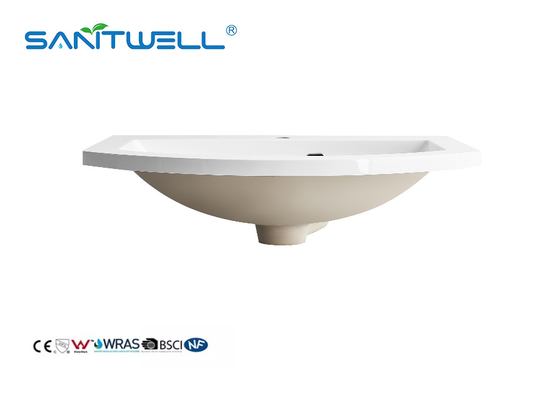 SWS650 Good Price Various Size Acceptable Stone Resin Basins Round-Half Shape Glosssy White Basins For Bathroom Sinks