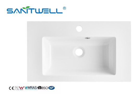 SW600MM Sanitary Ware Hot Sale Stone Resin Basins Eco-Friendly Solid Surface Matt White Rectangle Shape Cabinet Basins