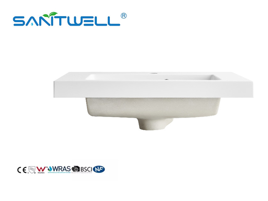 SW600MM Sanitary Ware Hot Sale Stone Resin Basins Eco-Friendly Solid Surface Matt White Rectangle Shape Cabinet Basins