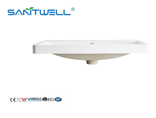 SWTG800 Great Demand Various Size Customzed Acceptable Stone Resin Basins Glossy White Semi-Counter Basins