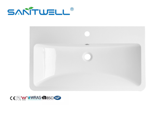 SWTG800 Great Demand Various Size Customzed Acceptable Stone Resin Basins Glossy White Semi-Counter Basins