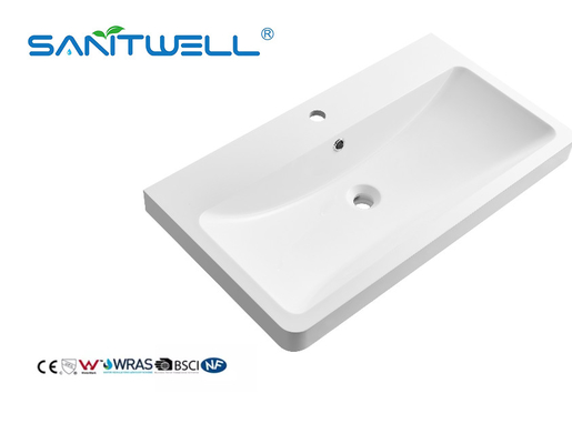 SWTG800 Great Demand Various Size Customzed Acceptable Stone Resin Basins Glossy White Semi-Counter Basins