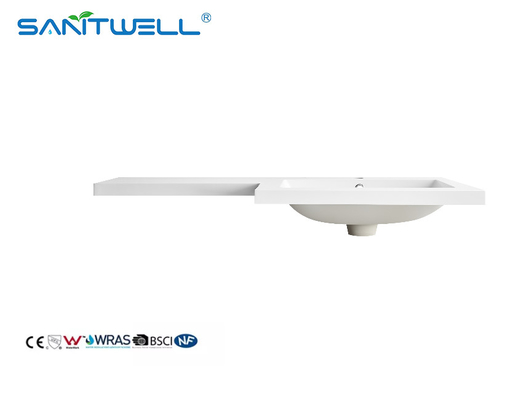 SWBG1100R Wholesale Models Right Hand Stone Resin Basins OEM Customized Accpetable Glossy White Cabinet Sinks