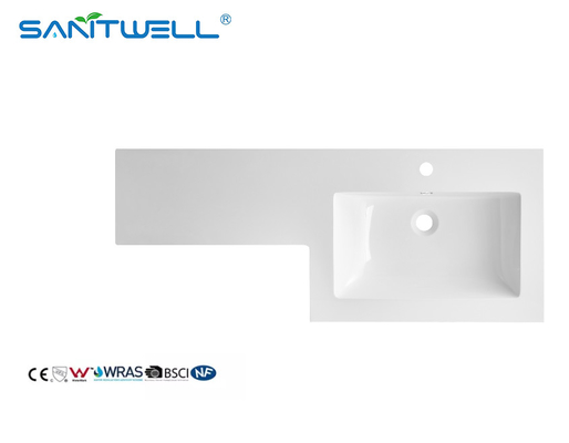 SWBG1100R Wholesale Models Right Hand Stone Resin Basins OEM Customized Accpetable Glossy White Cabinet Sinks