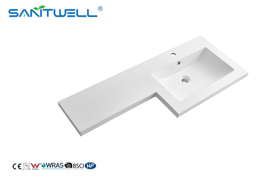 SWBG1100R Wholesale Models Right Hand Stone Resin Basins OEM Customized Accpetable Glossy White Cabinet Sinks