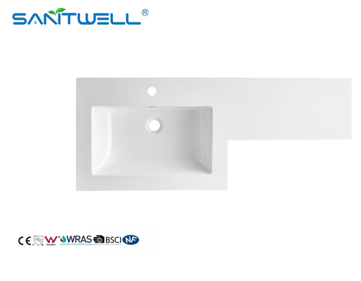 SWBG110Left Hand Special Design Artifical Stone Basins Various Size Customized Acceptable Matt White Semi-Counter Basins