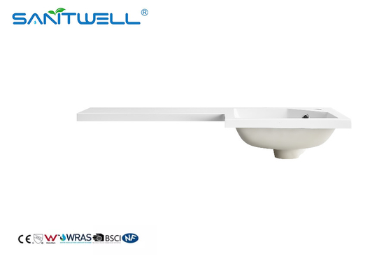 Right Hand SWBG900R New Design Stone Resin Basins Glossy White Solid Surface Easy Clean Cabinet Basins