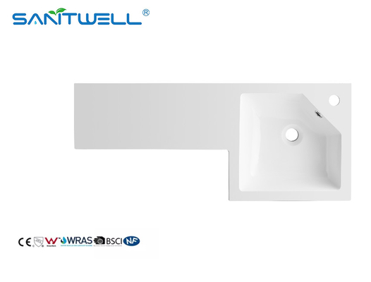 Right Hand SWBG900R New Design Stone Resin Basins Glossy White Solid Surface Easy Clean Cabinet Basins
