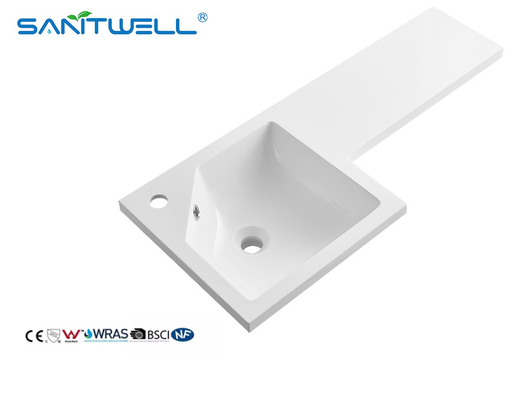 SWBG900L Left Hand Hot Sale Artificial Stone Basins Glossy White Washing Hand Basins OEM Acceptable