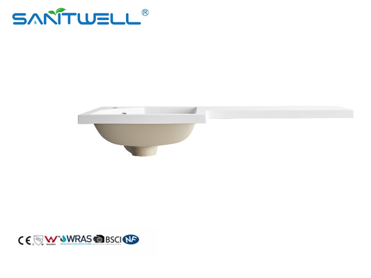 SWBG900L Left Hand Hot Sale Artificial Stone Basins Glossy White Washing Hand Basins OEM Acceptable