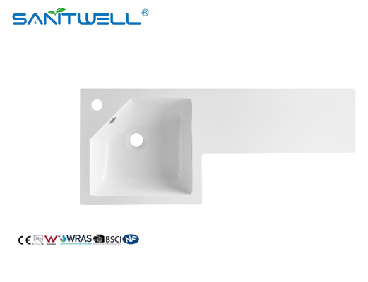 SWBG900L Left Hand Hot Sale Artificial Stone Basins Glossy White Washing Hand Basins OEM Acceptable