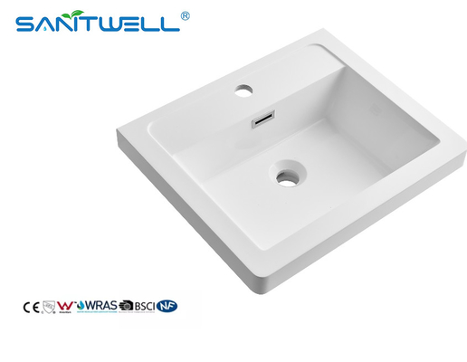 Popular Models SWBG500 Wholesale Sanitary Ware Stone Resin Basins Glossy White Cabinet Basins