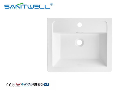 Popular Models SWBG500 Wholesale Sanitary Ware Stone Resin Basins Glossy White Cabinet Basins