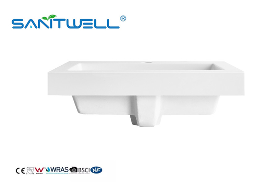 SWQ510 Sanitary Wate Artificial Stone Basins Small Size Solid Surface Matt White Semi-Counter Basins For Hotel