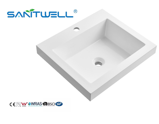 SWQ510 Sanitary Wate Artificial Stone Basins Small Size Solid Surface Matt White Semi-Counter Basins For Hotel