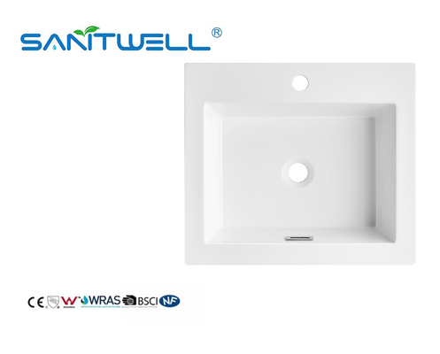 SWQ510 Sanitary Wate Artificial Stone Basins Small Size Solid Surface Matt White Semi-Counter Basins For Hotel