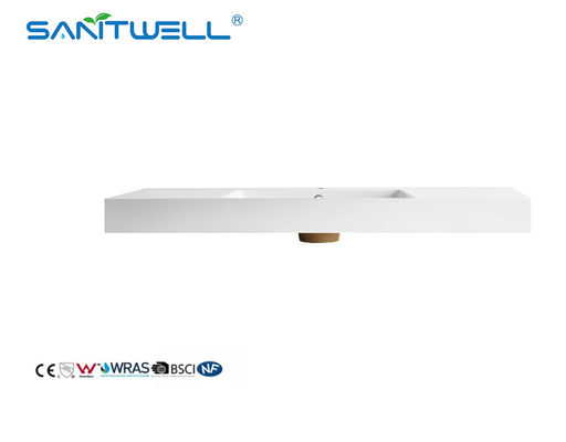 Large Size SW6036-1220 Top Quality Stone Resin Basins Rectangle Shape Glossy White Washing Hand Basin