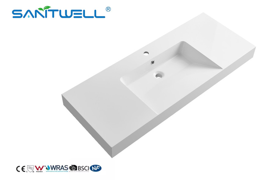 Large Size SW6036-1220 Top Quality Stone Resin Basins Rectangle Shape Glossy White Washing Hand Basin