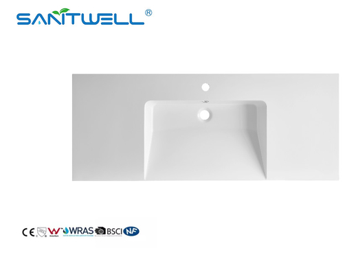 Large Size SW6036-1220 Top Quality Stone Resin Basins Rectangle Shape Glossy White Washing Hand Basin