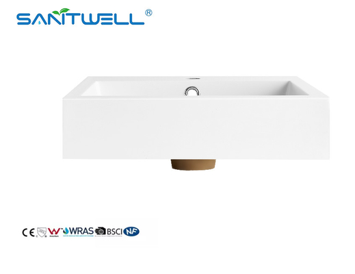 Small Size New Design SW6050-450 Artificial Stone Basins Glossy White Rectangle Shape g Hand Basinks