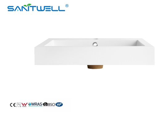 New Lavabo Sizes SW6049-600 Customized Acceptable Artificial Stone Matt White Durable Stone SInks For Hotel