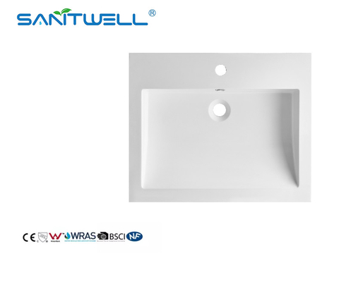 New Lavabo Sizes SW6049-600 Customized Acceptable Artificial Stone Matt White Durable Stone SInks For Hotel