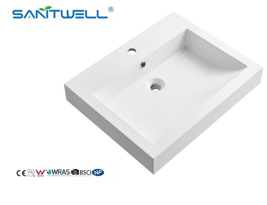 New Lavabo Sizes SW6049-600 Customized Acceptable Artificial Stone Matt White Durable Stone SInks For Hotel