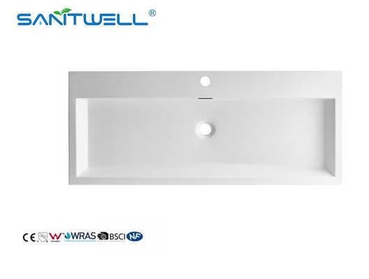 Standard Sizes SW6002-995 Bathroom Sanitary Ware Stone Resin Basins Rectangle Shape Semi-Counter Sinks