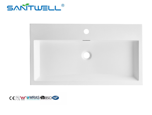 Wholesale China SW6002-765 Suppliers Stone Basins Glossy White Various Sizes Customized Washing Hand Basins