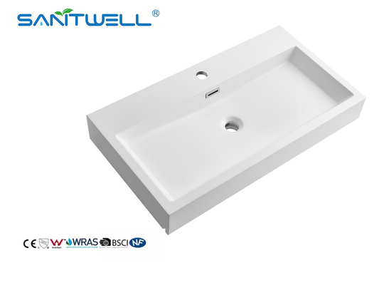 Wholesale China SW6002-765 Suppliers Stone Basins Glossy White Various Sizes Customized Washing Hand Basins