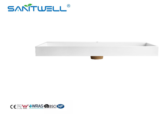 Hot Sale Large Size SW6001-1195 Artificial Stone Sinks Single Hole Rectangle Shape Glossy White Stone Basins