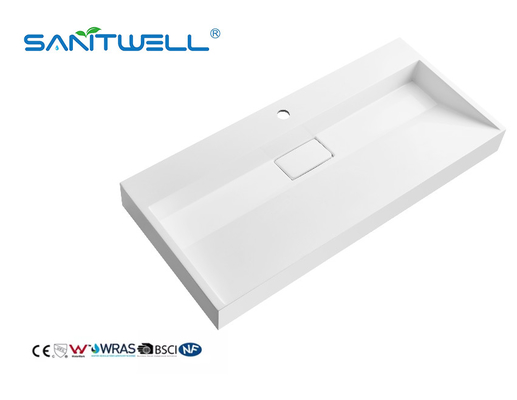 Large Size SW6001-1000 Wholesale Factory Stone Resin Sinks Square Botton Matt White Cabinet Washing Hand Basins