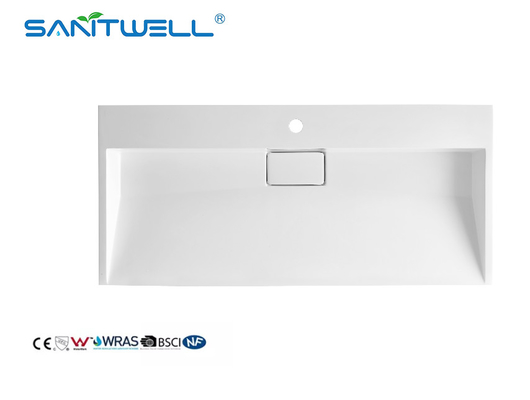 Large Size SW6001-1000 Wholesale Factory Stone Resin Sinks Square Botton Matt White Cabinet Washing Hand Basins