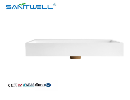 Popular Models SW6001-700 Sanitary Ware Stone Resin Basins Rectangle Glossy White Easy Clean For Bathroom Sinks