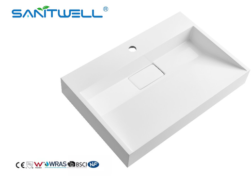 Popular Models SW6001-700 Sanitary Ware Stone Resin Basins Rectangle Glossy White Easy Clean For Bathroom Sinks