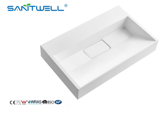 Special Design SW6001-600 Square Button Artificial Stone Basin Without Hole Semi- Counter Stone Sinks